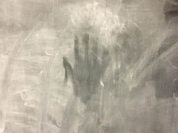 The ghostly handprint on a black board at Cusworth Hall. (Photo: Cusworth Hall).