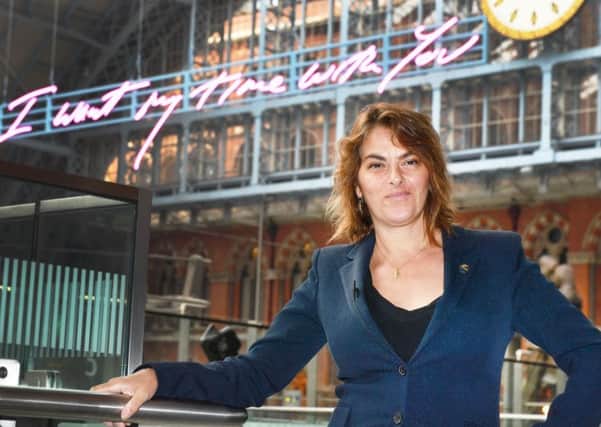 Tracey Emin unveils her 20-metre-long work, I Want My Time With You, 2018. Picture John Stillwell/PA Wire.