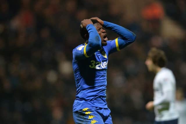BAD NIGHT: Caleb Ekuban reacts after missing a scoring opportunity at
Preston.
 Picture: Bruce Rollinson