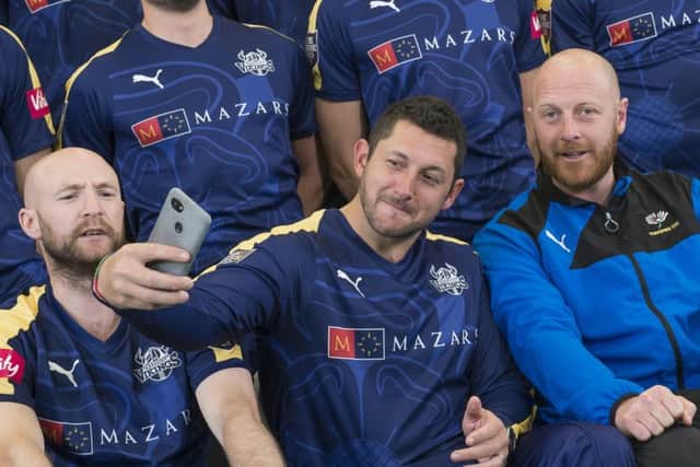 In focus: Tim Bresnan takes a selfie with coach Andrew Gale.