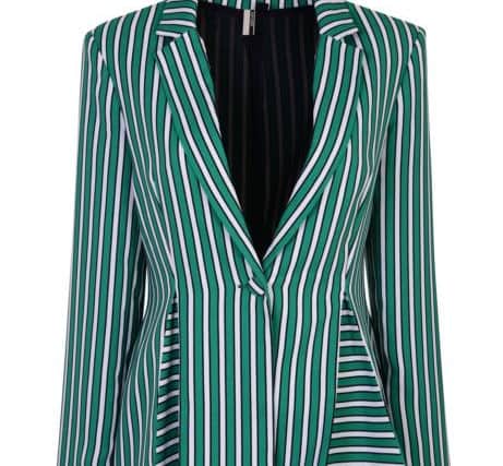 Green striped jacket, Â£69, in now at Topshop