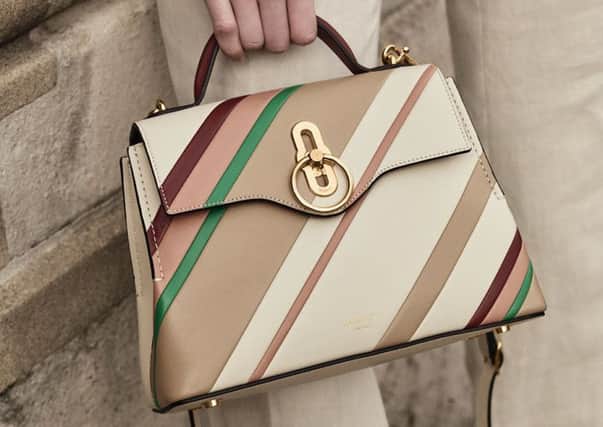 How about this for taking on a Grand National outing? Named after a small seaside town in Devon, Mulberry's Seaton family of bags features a weather-washed seasonal palette. This is in Chalk Diagonal Stripe - love that signature Riders Lock. It's Â£1,095 at the Mulberry store in the Victoria Quarter Leeds.
