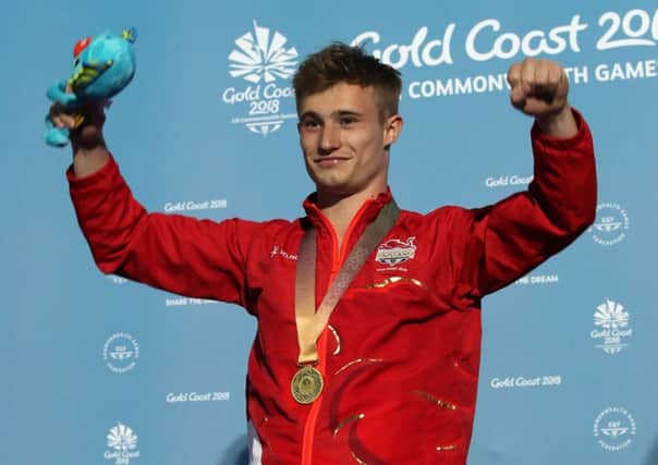 Harrogate's Jack Laugher with his gold medal following the men's 3m Springboard at the Optus Aquatic Centre during day eight of the 2018 Commonwealth Games in the Gold Coast, Australia (Picture: Danny Lawson/PA Wire).