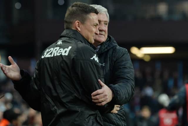 Paul Heckingbottom and Steve Bruce greet each other before the game on Friday night.
 Picture: Bruce Rollinson