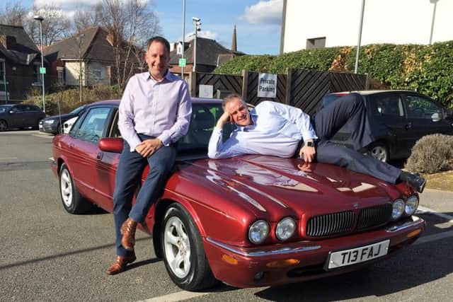 Trevor Wragg and Gavin Leverett of Horbury Group with their old banger'