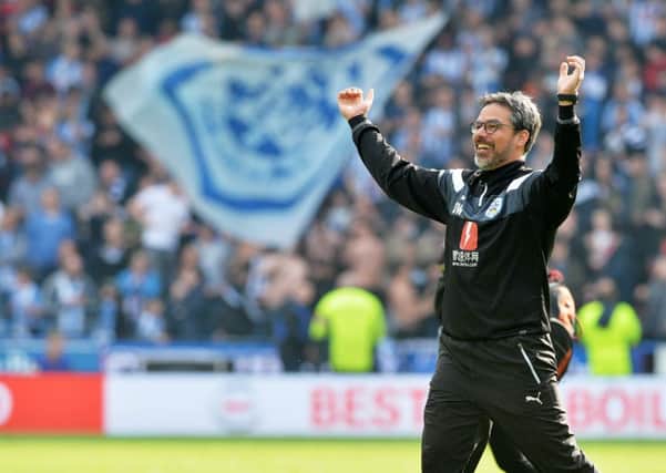 What a win: David Wagner celebrates victory over Watford. Picture: Bruce Rollinson