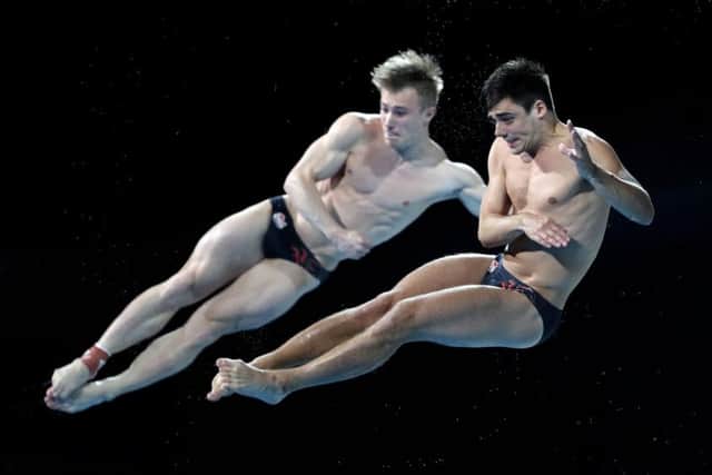 Leeds Diving Club duo Jack Laugher and Chris Mears during the Men's Synchronised 3m Springboard at the Optus Aquatic Centre during day nine of the 2018 Commonwealth Games in the Gold Coast, Australia.
