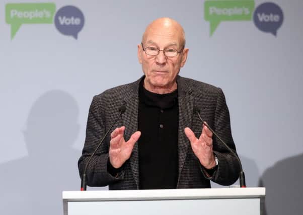 Sir Patrick Stewart at the launch of the People's Vote campaign.