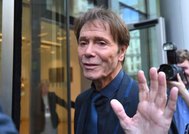 Sir Cliff Richard arrives at the Rolls Building in London for the continuing legal action against the BBC over coverage of a police raid at his apartment in Berkshire in August 2014. PIC: PA