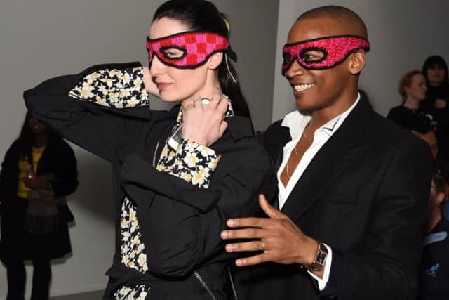 Erin O'Connor and Eric Underwood attend the Matty Bovan show during London Fashion Week February 2018 at BFC Show Space on February 16, 2018  (Photo by David M. Benett/Dave Benett/Getty Images)