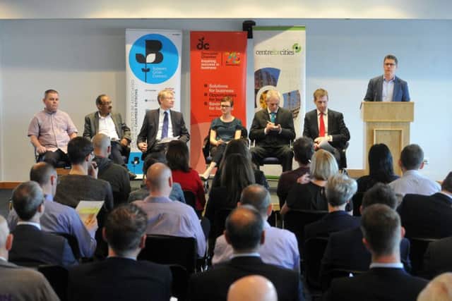 20 April 2018 .....     Candidates at the Sheffield city region mayoral hustings, organised by the Centre for Cities, held at The Source Skills Academy in Meadowhall. Mick Bower, (Yorkshire Party), Naveen Judah, (South Yorkshire Save our NHS Party), Ian Walker (Conservatives), Hannah Kitching (Liberal Democrats), Rob Murphy (Green Party), Dan Jarvis (Labour). Picture Tony Johnson.