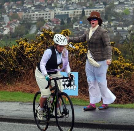 Members of the Queensbury Queens Cycling Club, cycled as suffragette at the Cow and Calf, Ilkley. Picture by Simon Hulme