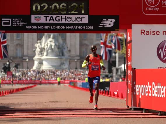 Sir Mo Farah finishes third in the Men's Marathon during the 2018 Virgin Money London Marathon. PRESS ASSOCIATION Photo. Picture date: Sunday April 22, 2018. See PA story ATHLETICS Marathon. Photo credit should read: Paul Harding/PA Wire