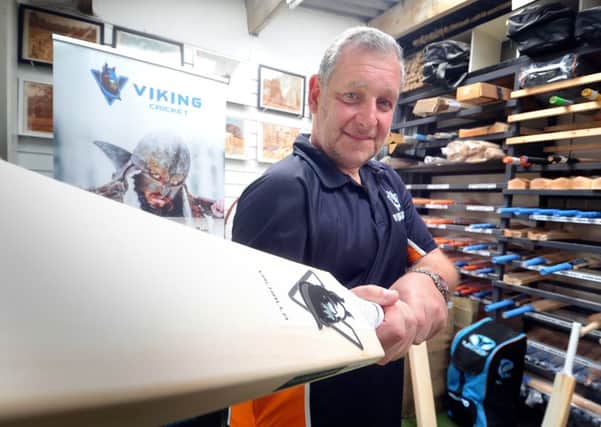 At the crease: Jeff Wilson launched Viking Cricket three years ago and wants to preserve the art of making bats by hand. Picture: Tony Johnson.