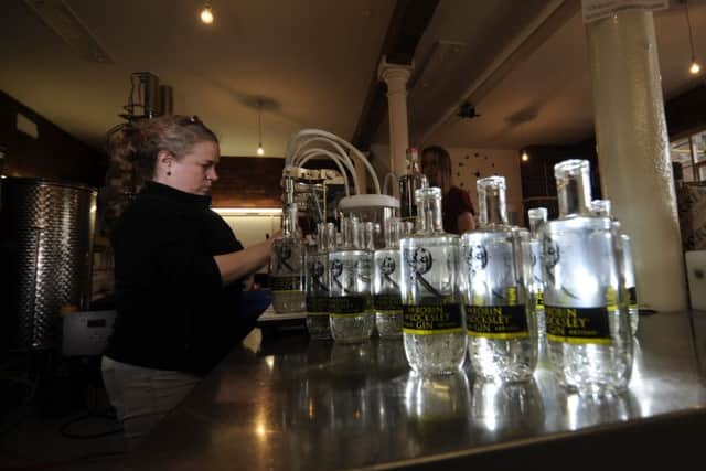 Locksley Distilling Company, Randal Street, Sheffield..Cynthia King is pictured filling the gin bottles..23rd April 2018 ..Picture by Simon Hulme