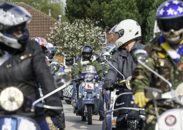 Picture by Allan McKenzie/YWNG - 22/04/18 - Press - Pontefract Scooter Club Prince of Wales Hospice Fundraiser, Pontefract, England - Pontefract Scooter Club riders meet up at the Prince of Wales Hospice.