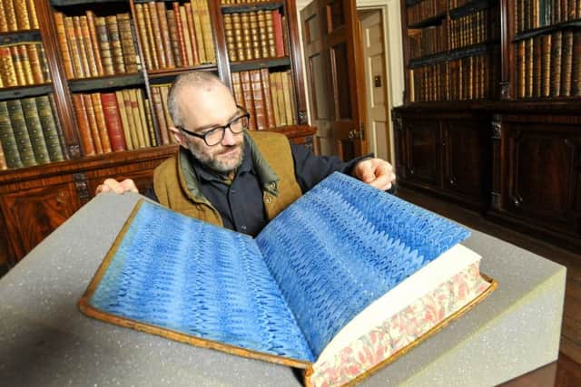 Giles Round gets inspiration from Chippendale marbling in the books of Nostells library
. 
Picture: National Trust / North News and Pictures