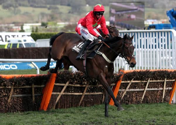 Kilbricken Storm and Harry Cobden clear the last on the way to winning Cheltenham's Albert Bartlett Novices' Hurdle (Picture: David Davies/PA Wire).