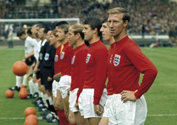 England and West Germany line up at Wembley before the 1966 World Cup final. The France-Uruguay group  was played at White City as greyhound racing took precedence.