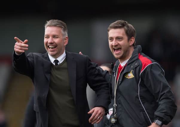 Doncaster Rovers manager Darren Ferguson and assistant Gavin Strachan. Picture: Jon Buckle/PA