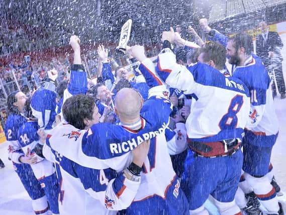 GB's players celebrate their gold medal success in Budapest. Picture: Dean Woolley.