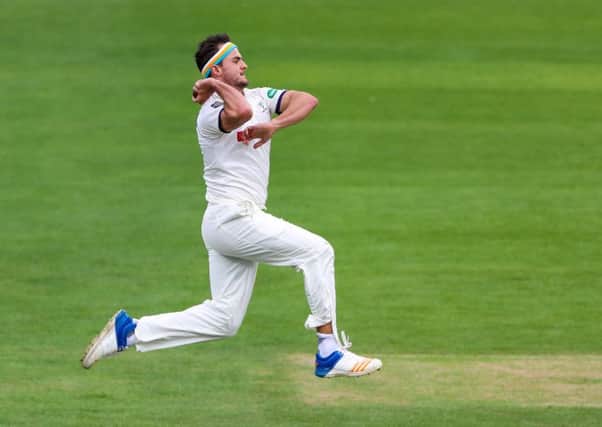 Yorkshire's Jack Brooks was impressive in taking 5-57 on day two at Taunton. Picture by Alex Whitehead/SWpix.com