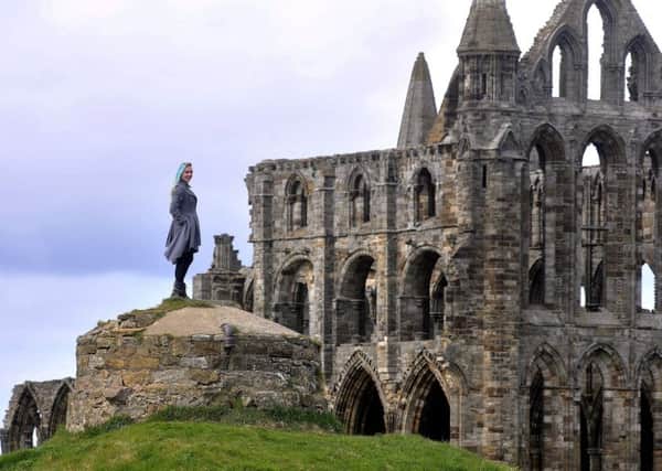 The Whitby Goths Festival 2018. Sammy Luton admires the view of the Abbey .pic Richard Ponter 181650a
