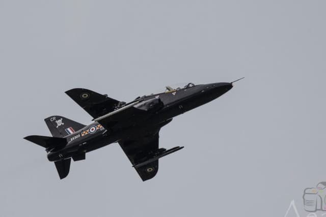 Skeletonized Jet Fighter jet with skull and crossbones motif visits Leeds Bradford Airport