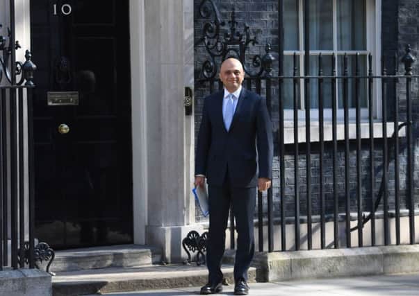 Sajid Javid arrives at 10 Downing Street for his first Cabinet meeting since being appointed Home Secretary.