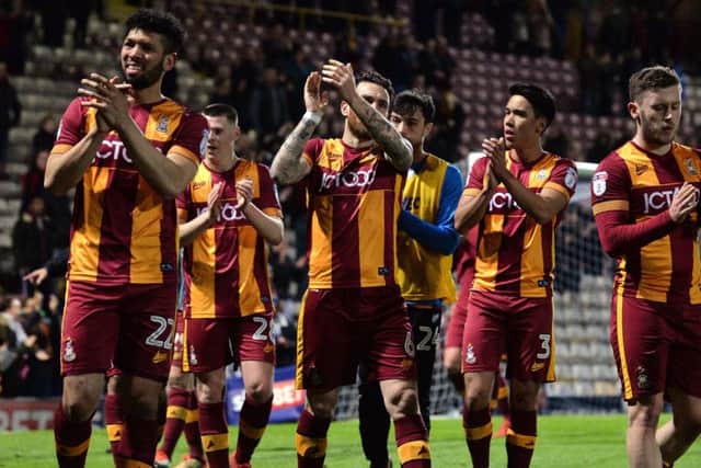 Lap of honour at full-time by the Bradford City players. (Picture: Bruce Rollinson)