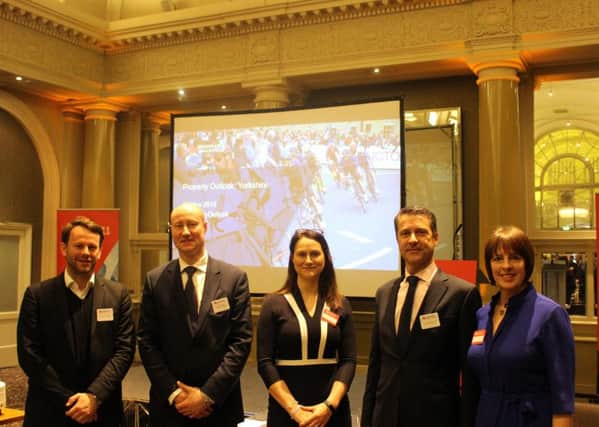 Left to right: Cushman & Wakefields Richard Pickering and Darren Yates with Angela Barnicle of Leeds City Council, Tim Cameron-Jones (Cushman & Wakefield) and Vivienne Clements of Henry Boot.