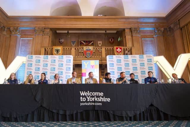 A general view of the Tour de Yorkshire press conference inside the Leeds Civic Hall.