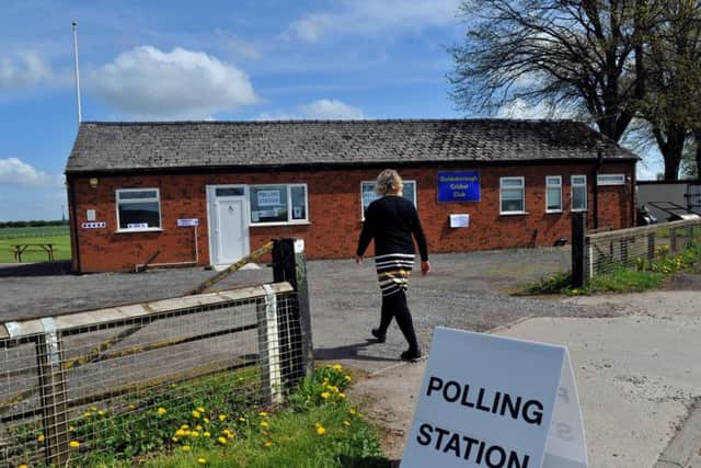 030518   A voter makes her way into Goldsborough Cricket Club near Knaresborough  which doubled up as a Polling Station  for the Harrogate Council elections.