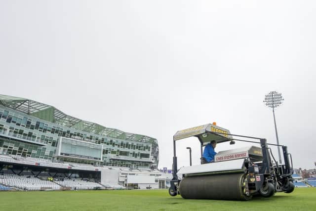 Out of action: The fixture planners have ensured there will be no more County Championship action at Headingley until August. Inset, Yorkshires Andy Foggarty and his fellow county groundsmen have an unenviable task. Pictures: SWPix