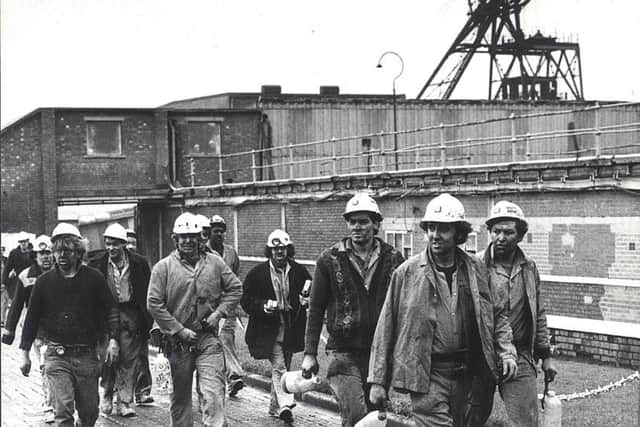 Miners leaving Grimethorpe Colliery in its heyday