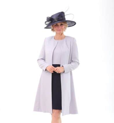 Italian wool crepe Olivia coat, from Â£895, and Anna dress, from Â£995, also available as a single colour. All items are made to measure, sizes 6-28. At Julie Fitzmaurice in Harrogate.