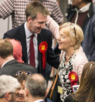 Mayoral Election Sheffield City Region 2018
Dan Jarvis, Labour MP for Barnsley Central is congratulated by Linda McAvan MEP after being returned as the Mayor for the Sheffield City Region