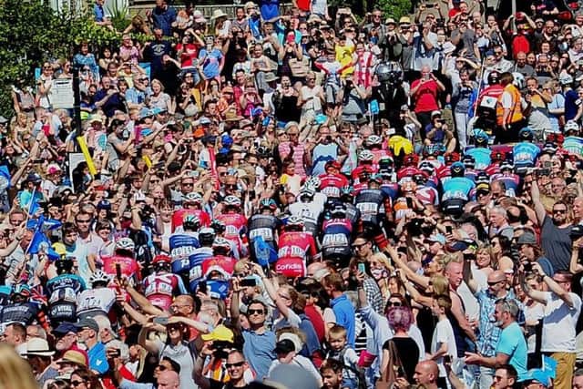 Amazing scenes as the Tour de Yorkshire leaves Richmond this afternoon. Picture: Simon Hulme