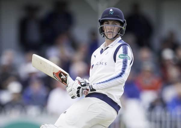 Yorkshire's Harry Brook: Celebrated maiden first-class century.