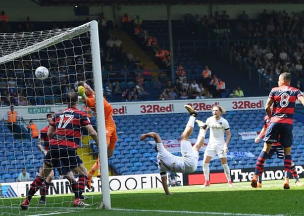 Leeds United's Kemar Roofe opens the scoring. against QPR. Picture: Jonathan Gawthorpe