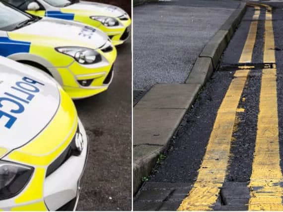 A police car was spotted on double yellow