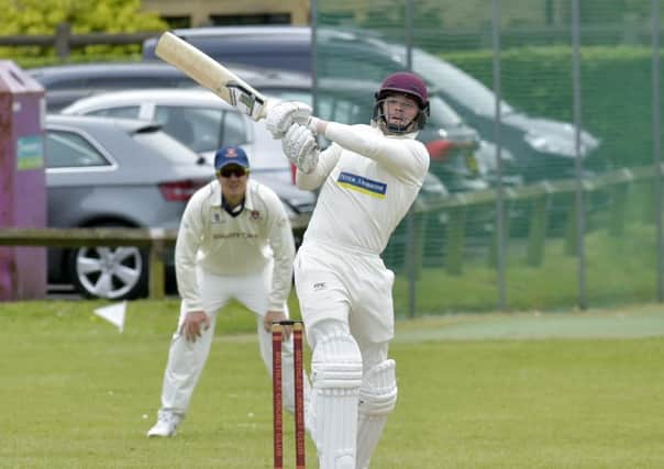 PULLING CLEAR: Jordan Laban (67) hits through mid-wicket  for Methley, although opponents Cleckheaton prevailed. Picture: Steve Riding