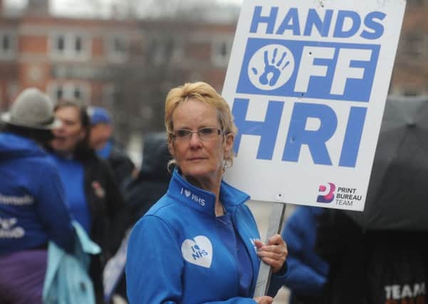 A Hands Off HRI demonstrator who opposed the threatened closure of Huddersfield's A&E unit.