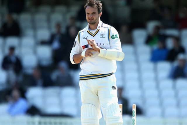 END GAME: Jack Brooks of Yorkshire reacts after being given out, handing the victory to Surrey at The Oval. Picture: Alex Pantling/Getty Images