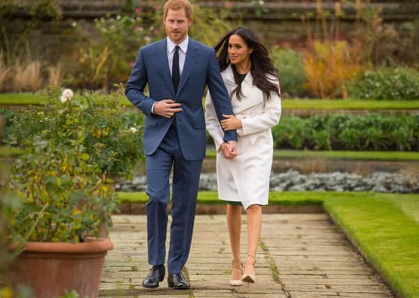 Prince Harry and Meghan Markle on their engagement.