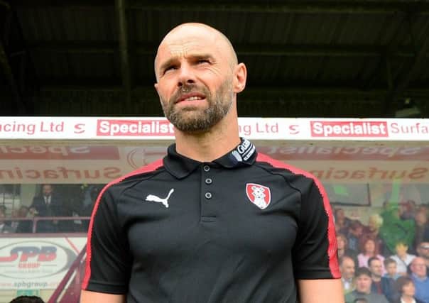 Rotherham United manager Paul Warne pictured at Glanford Park for Saturday's first leg against Scunthorpe United (Picture: Anthony Devlin/PA Wire).