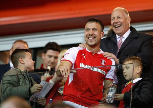 Rotherham United's Richard Wood celebrates after the final whistle during the Sky Bet League One Playoff match at the AESSEAL New York Stadium, Rotherham. (Picture: PA)