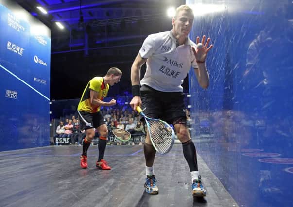 Nick Matthew's British Open bid comes to an end as Germany's Raphael Kandra at the Airco Arena in Hull. Picture: PSA.