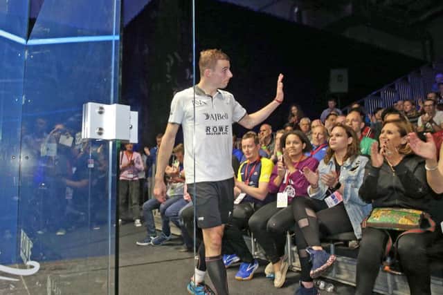 Nick Matthew waves goodbye to spectators at the Airco Arena in Hull after bowing out of the British Open with defeat to Raphael Kandra. Picture: PSA.