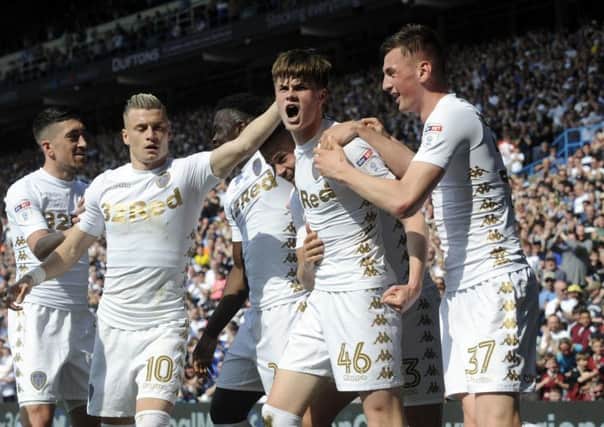 Leeds United's Tom Pearce celebrates his first goal for the club, scored in last month's win over Barnsley.